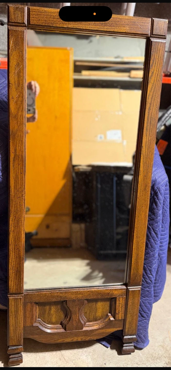 Vintage Oak Wood Framed Mirror
