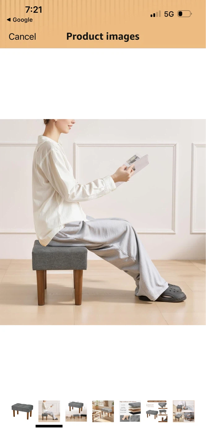New Grey Tufted Ottoman Footrest Stool - photo 2