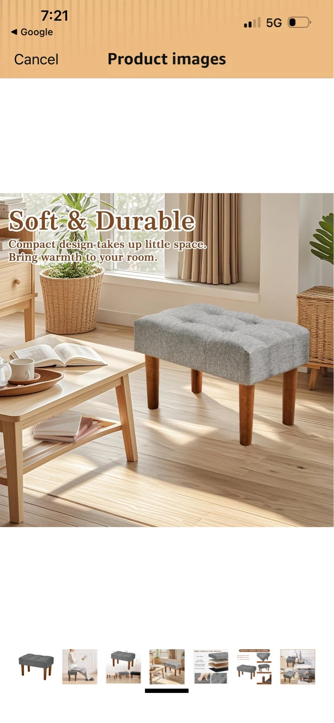 New Grey Tufted Ottoman Footrest Stool - photo 4