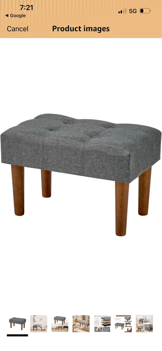 New Grey Tufted Ottoman Footrest Stool