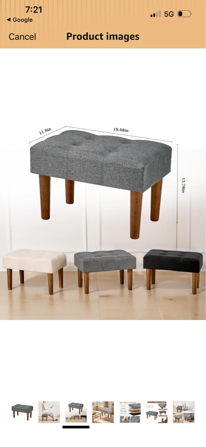 New Grey Tufted Ottoman Footrest Stool - photo 3