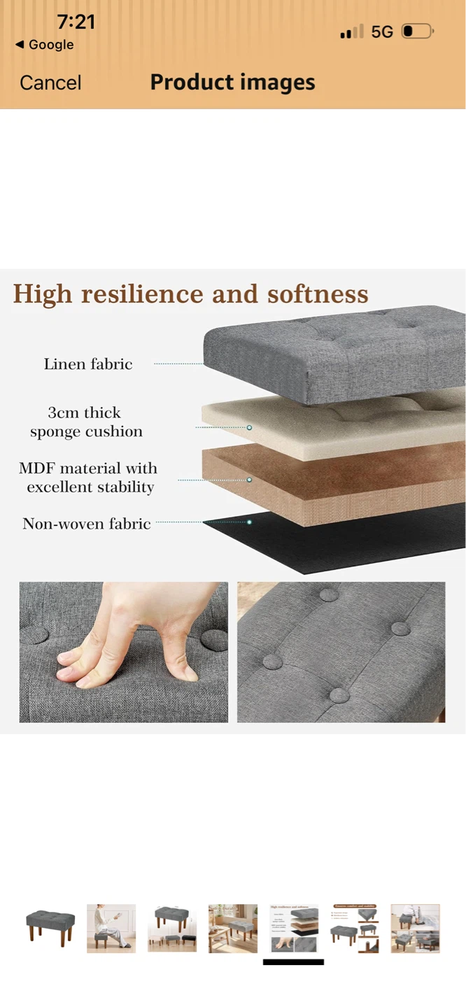 New Grey Tufted Ottoman Footrest Stool - photo 5
