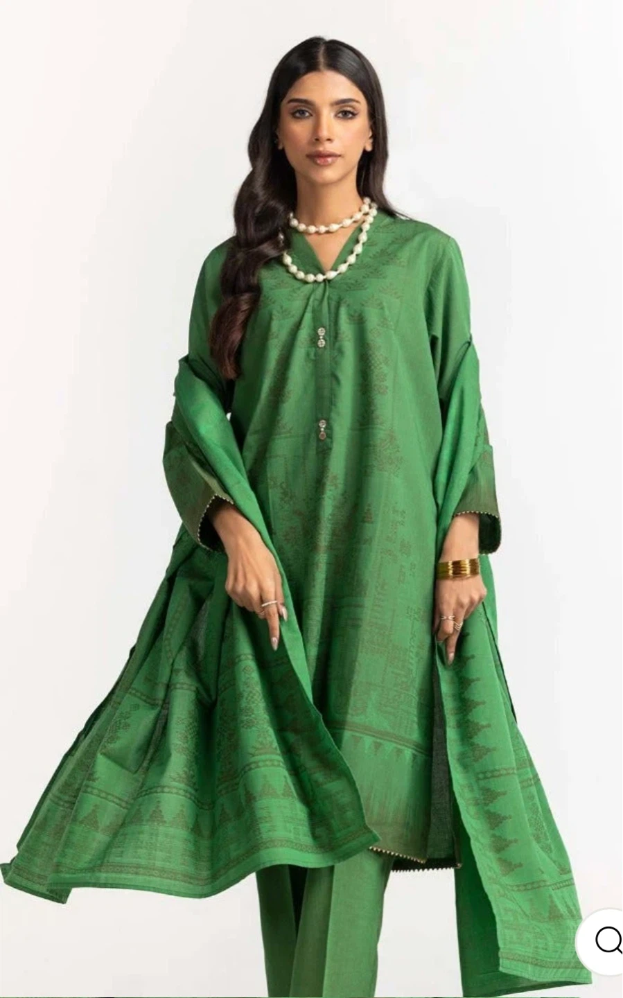 Green jacquard three piece suit - photo 2