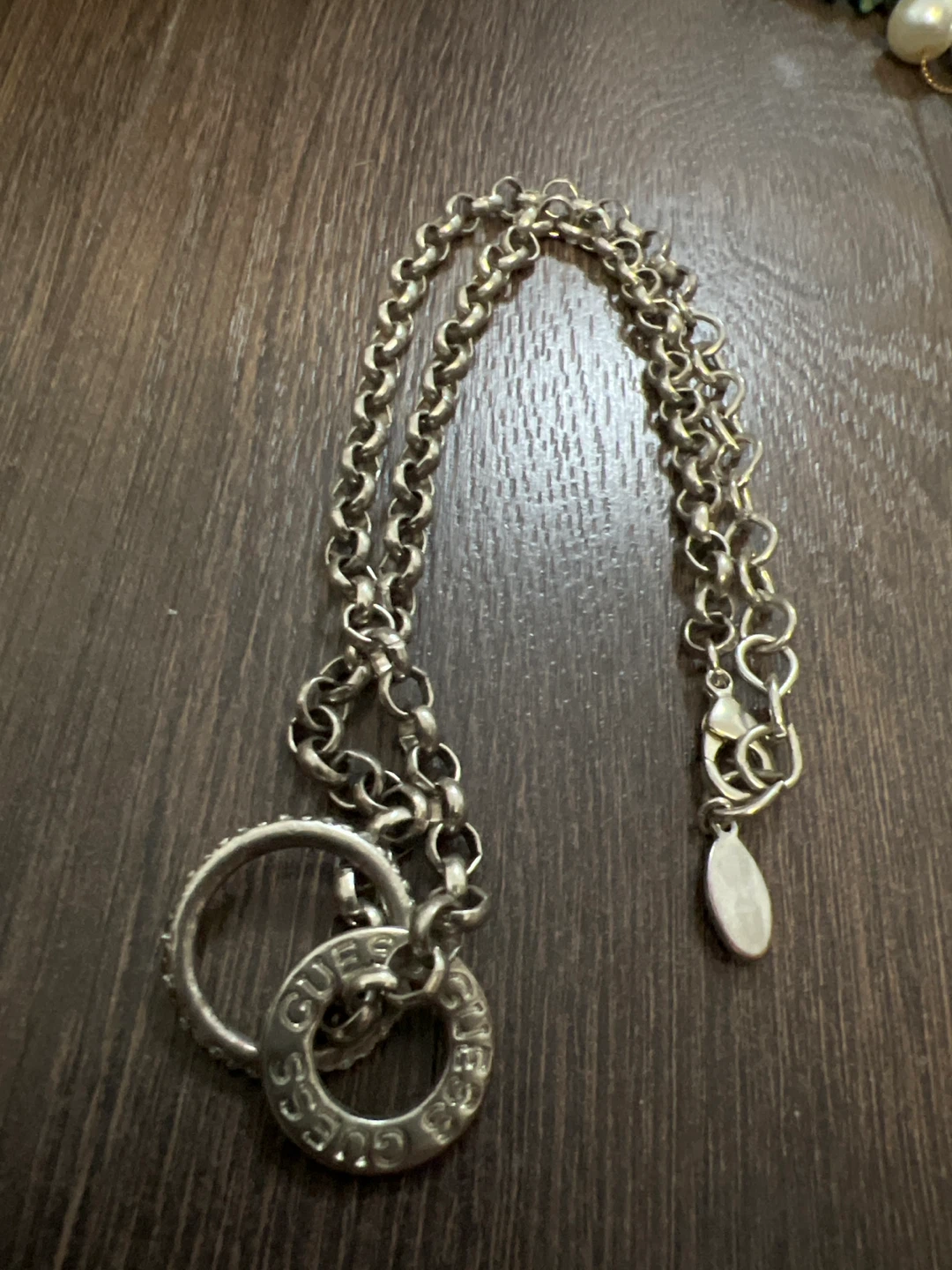 Guess Silver-Tone Necklace with Pendant
