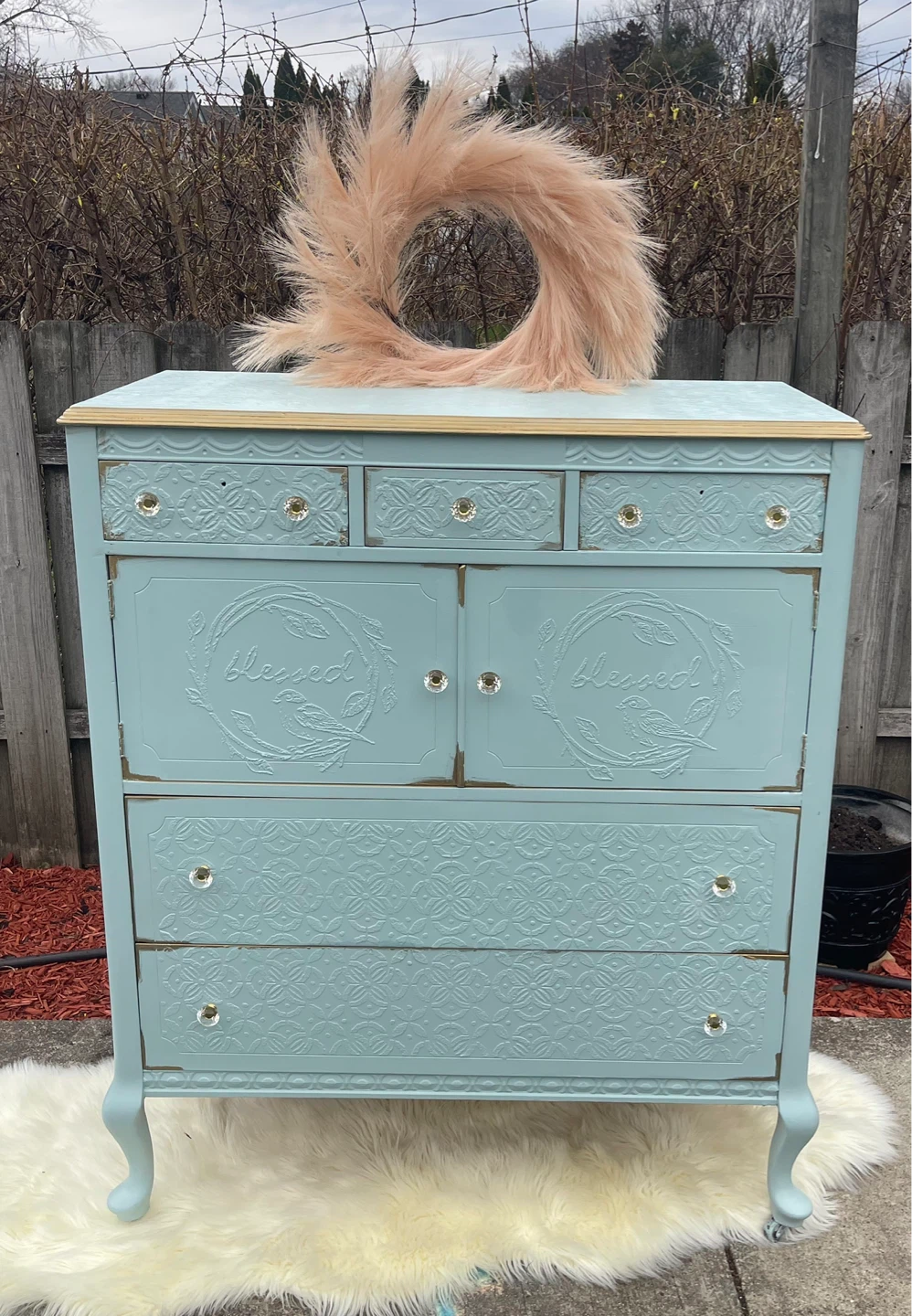Vintage 7 drawers tall boy dresser