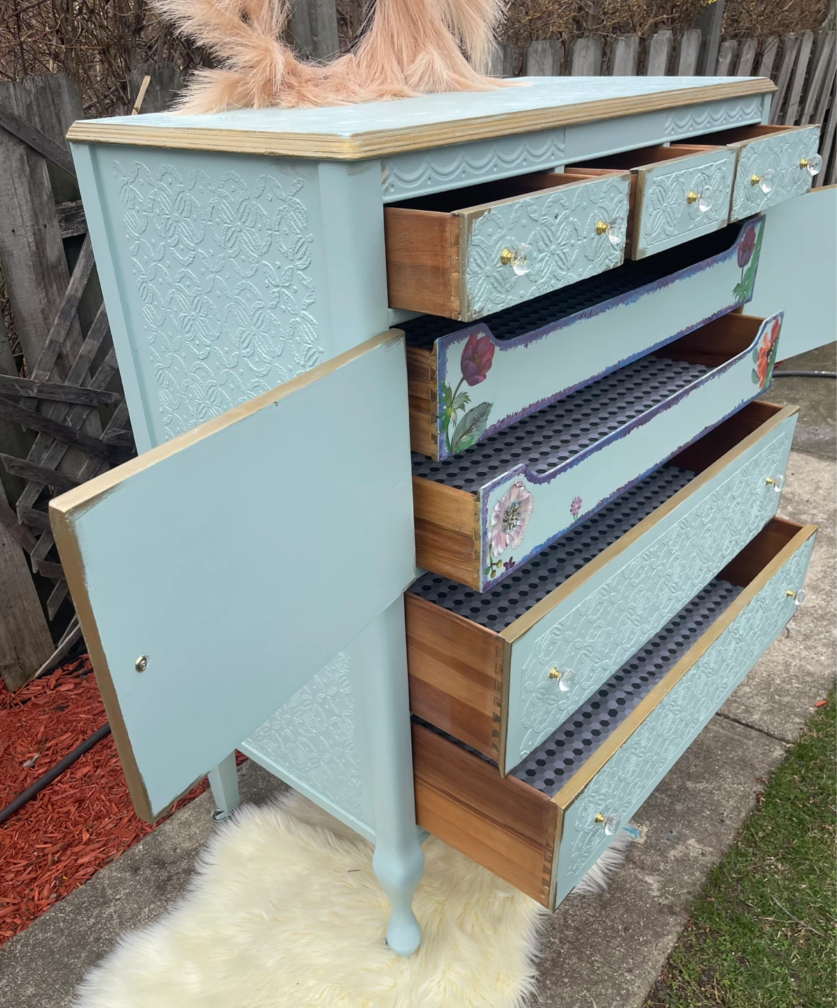 Vintage 7 drawers tall boy dresser - photo 5