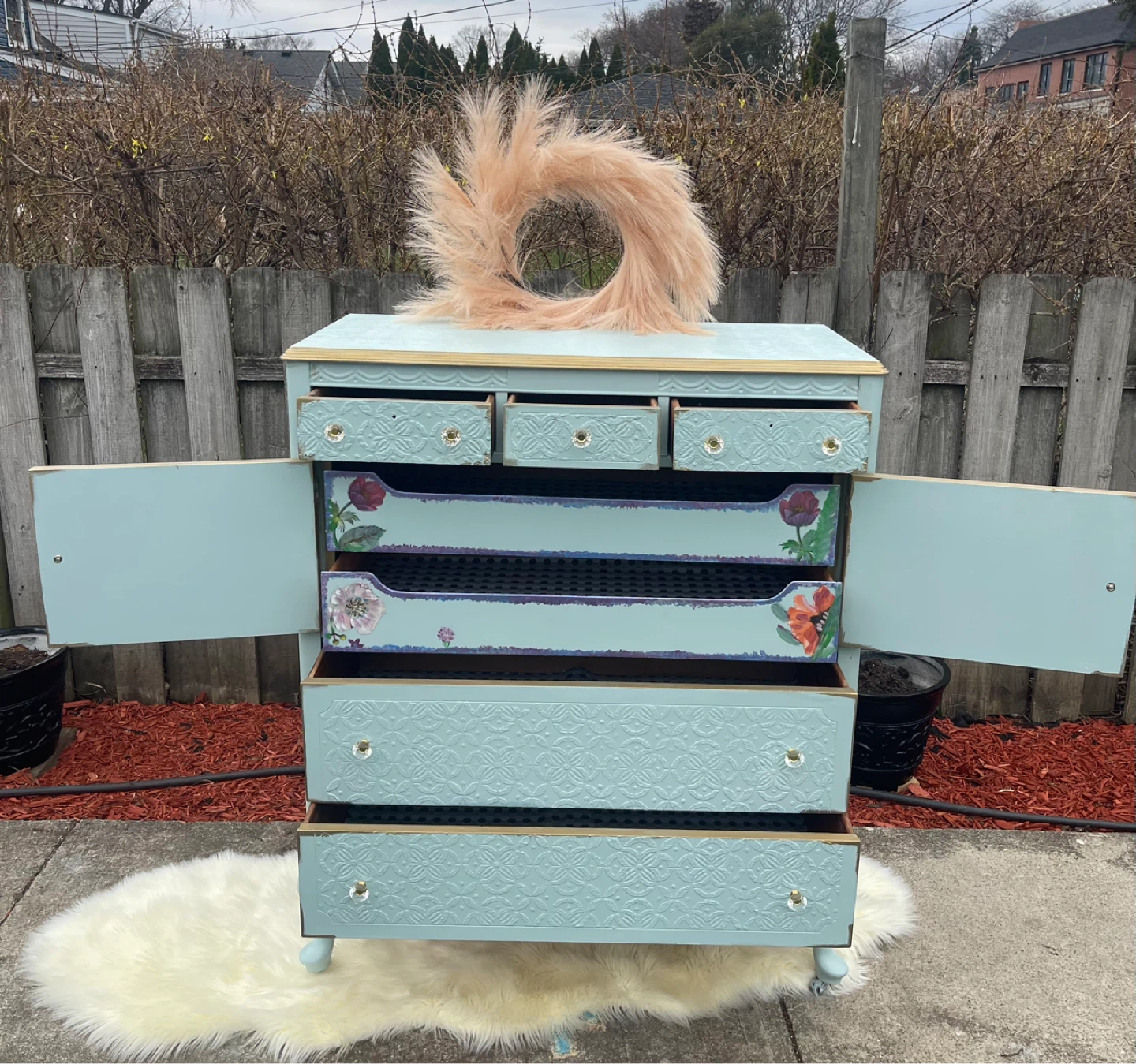 Vintage 7 drawers tall boy dresser - photo 3