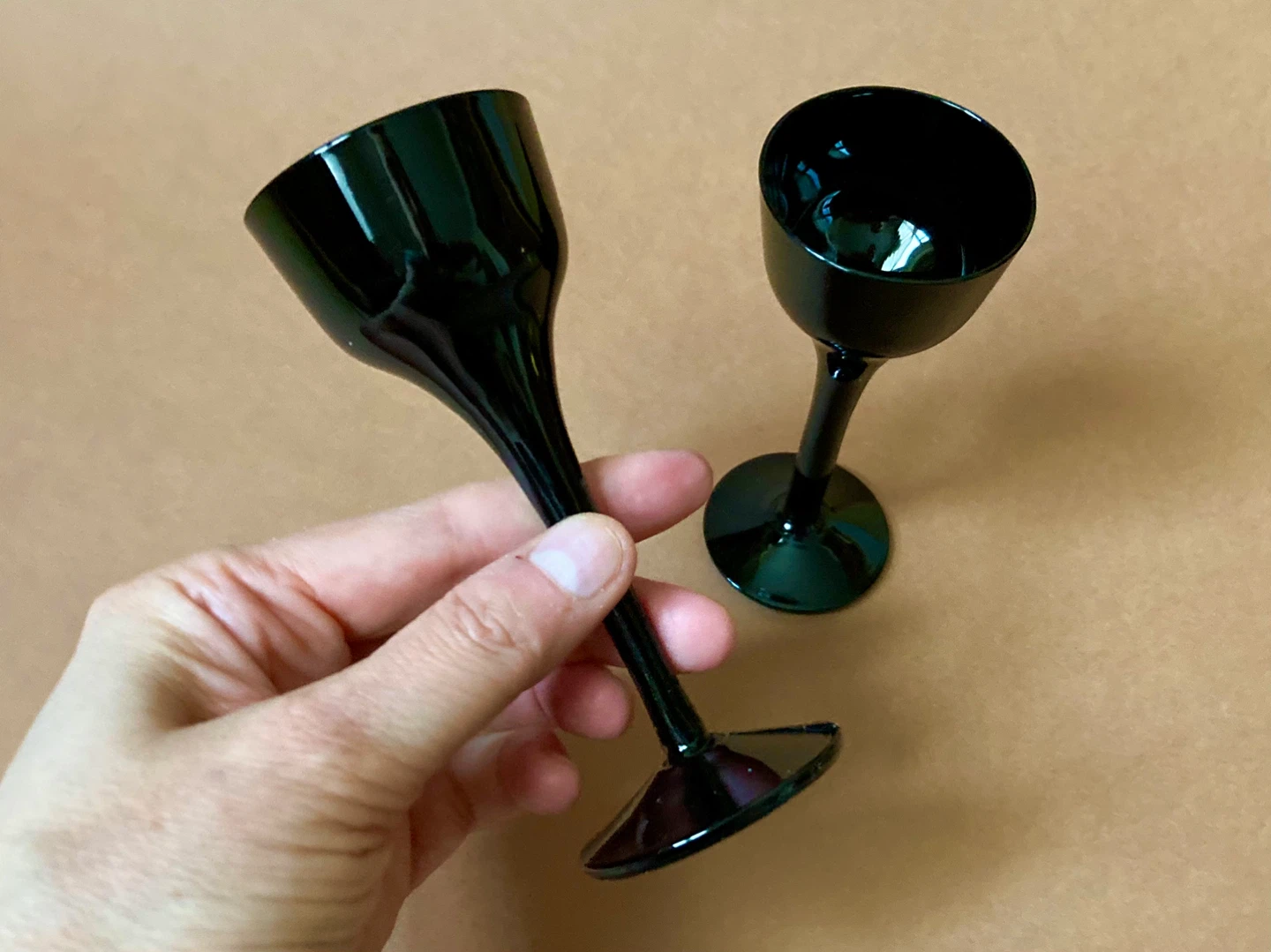 Pair of Rare Vintage Royal Krona Sweden Black Liqueur Glasses