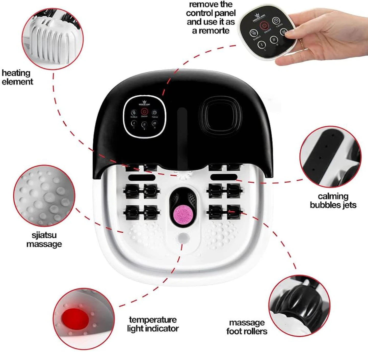 Medical King Collapsible Foot Spa Massager with Remote Control - photo 5