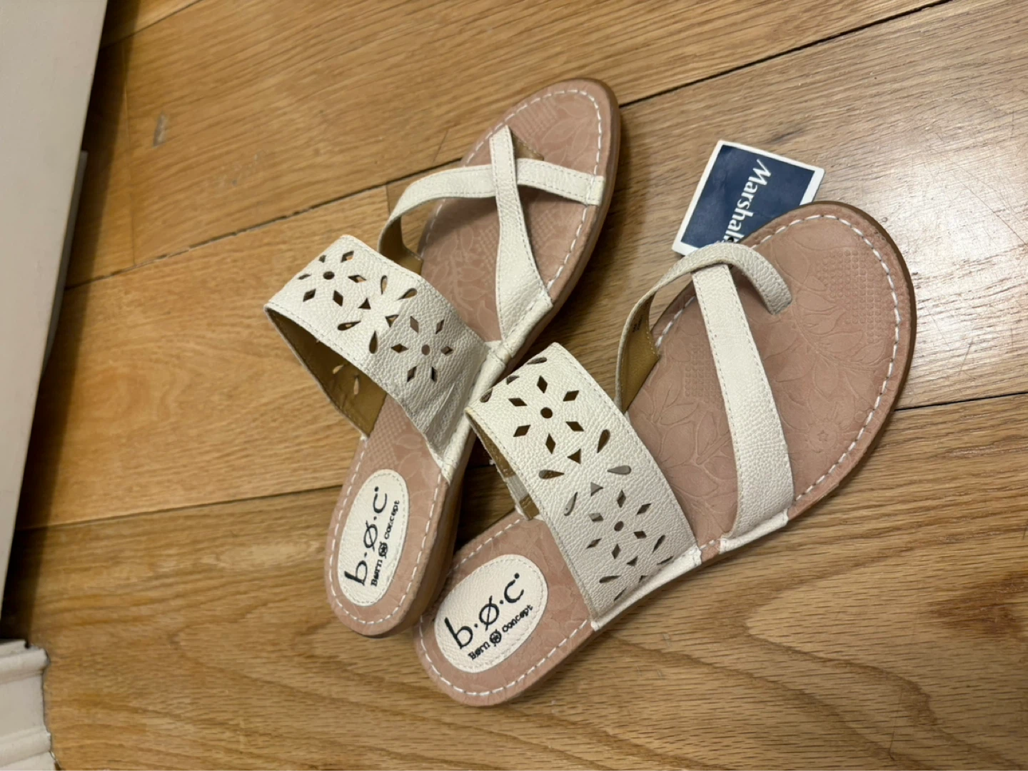 BOC Born Concepts Women's White Laser-Cut Sandals