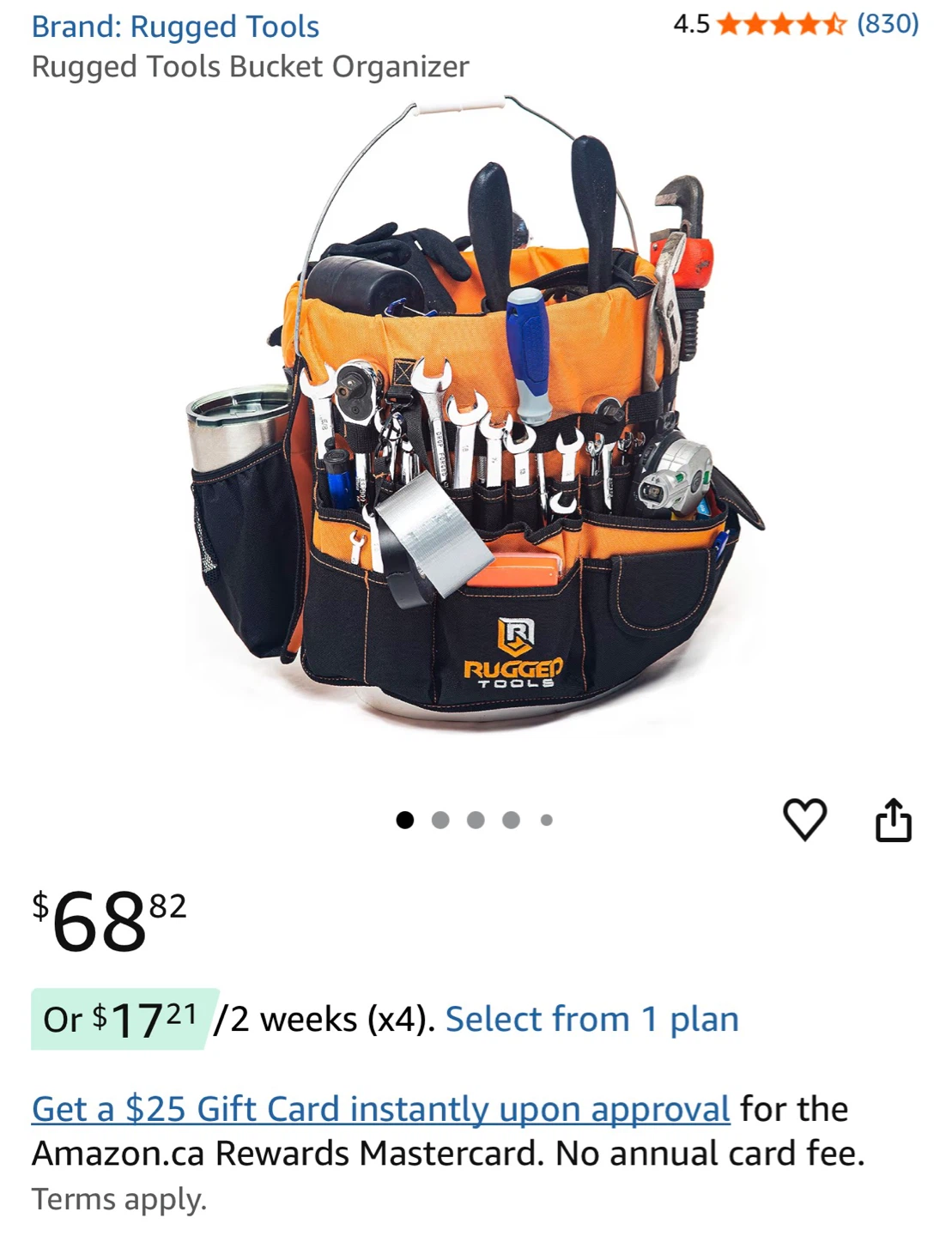 Rugged Tools Bucket Organizer with Multiple Pockets - photo 2