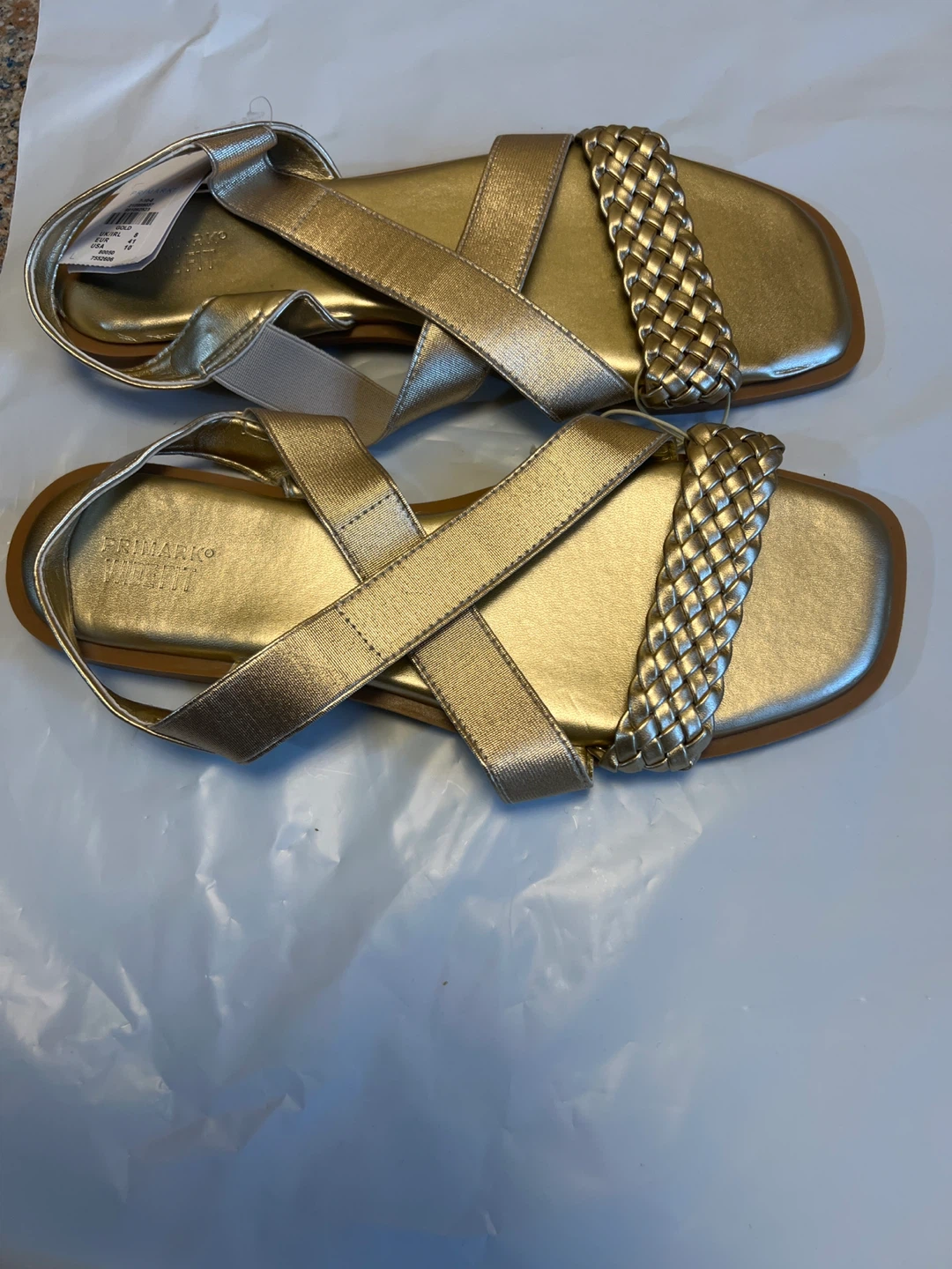 Primark Gold Braided Strap Flat Sandals - photo 2