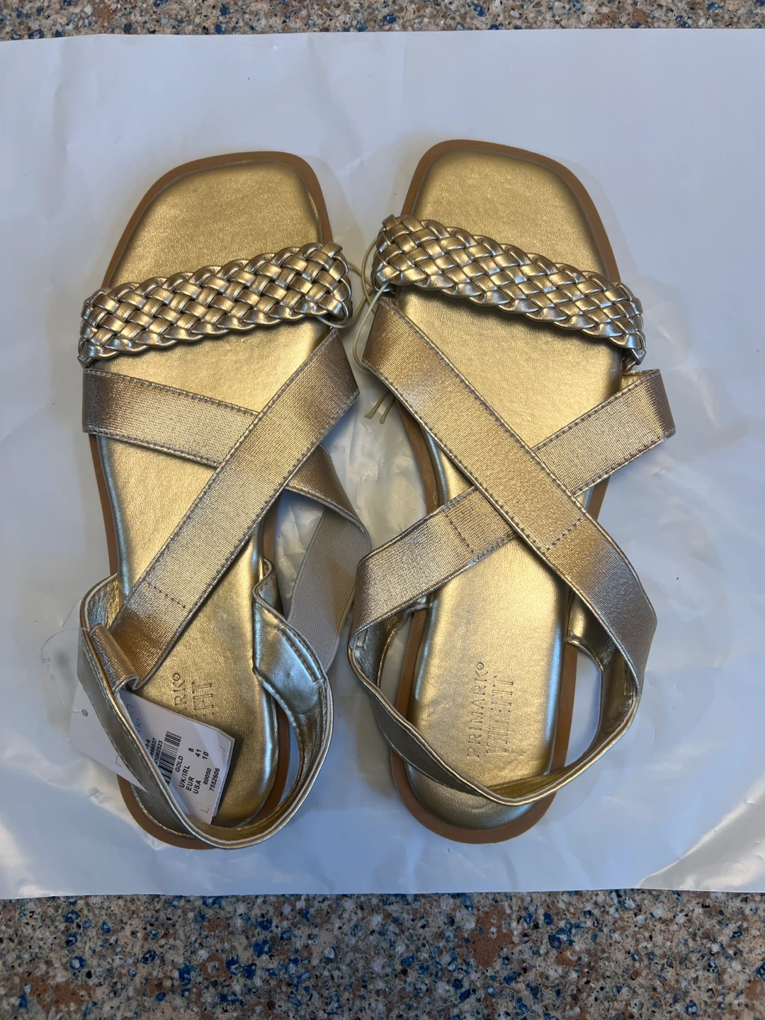 Primark Gold Braided Strap Flat Sandals