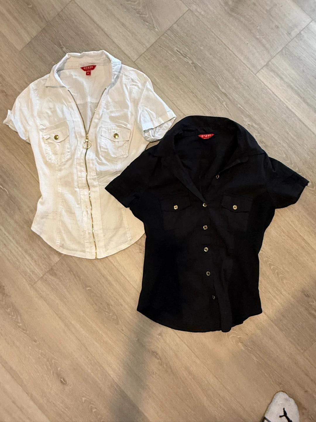 Guess Black & White Button-Up Shirts - Size XS