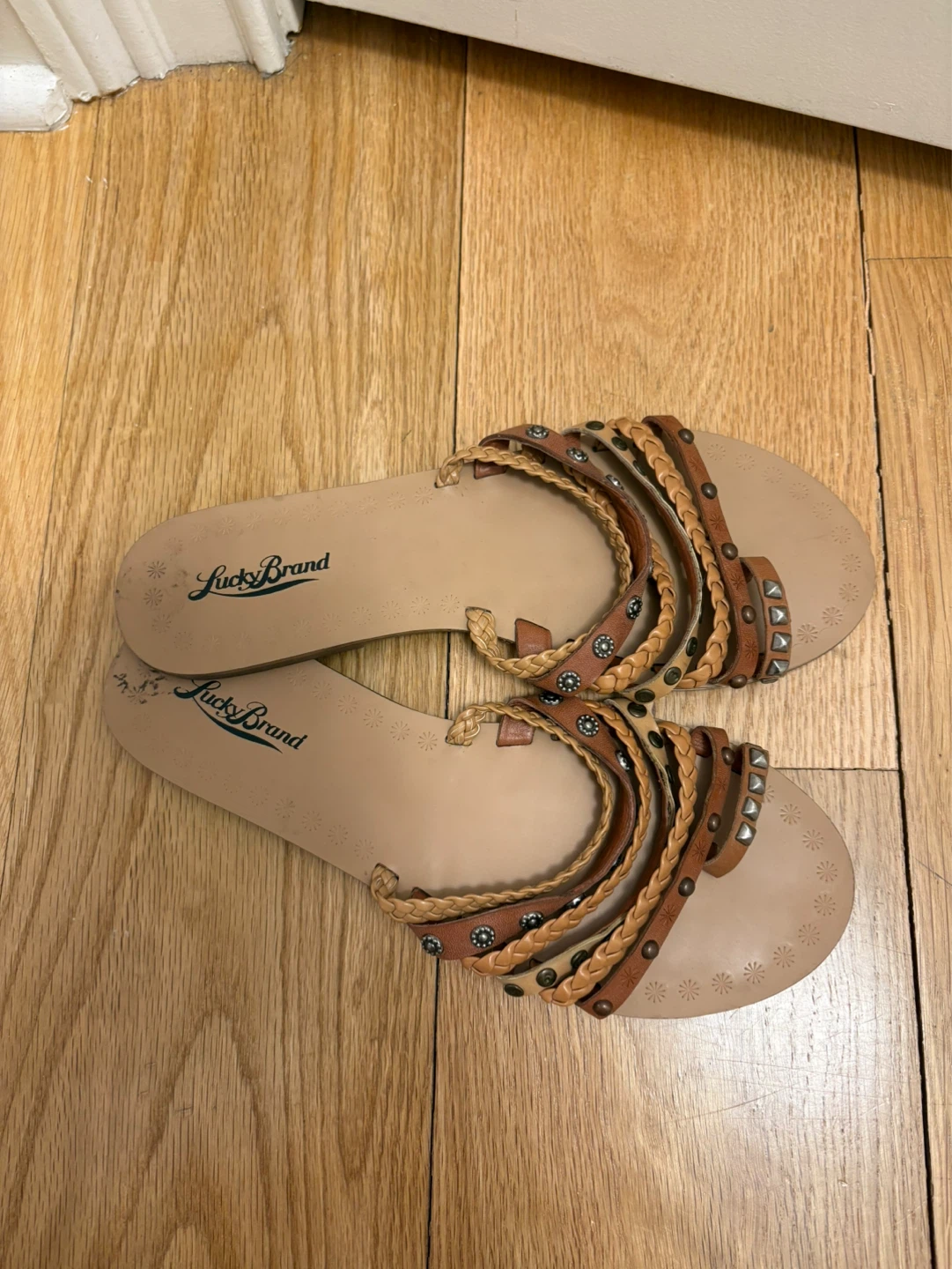 Lucky Brand Women's Brown Strappy Embellished Flat Sandals - photo 3