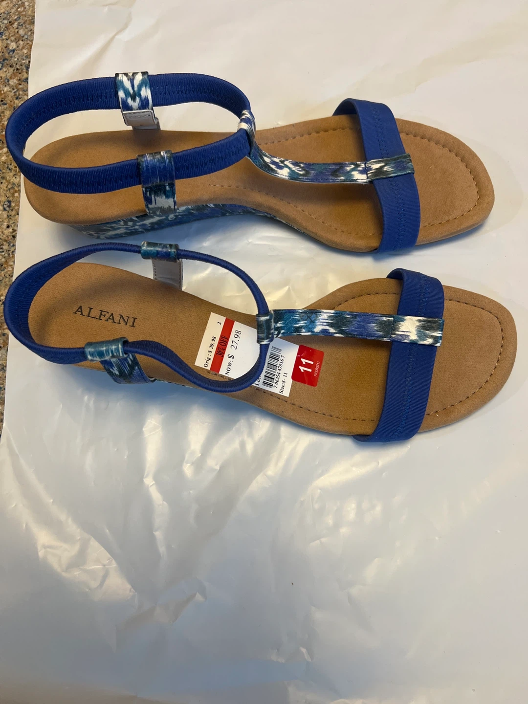 Alfani Women's Blue Wedge Sandals Size 11 - photo 2