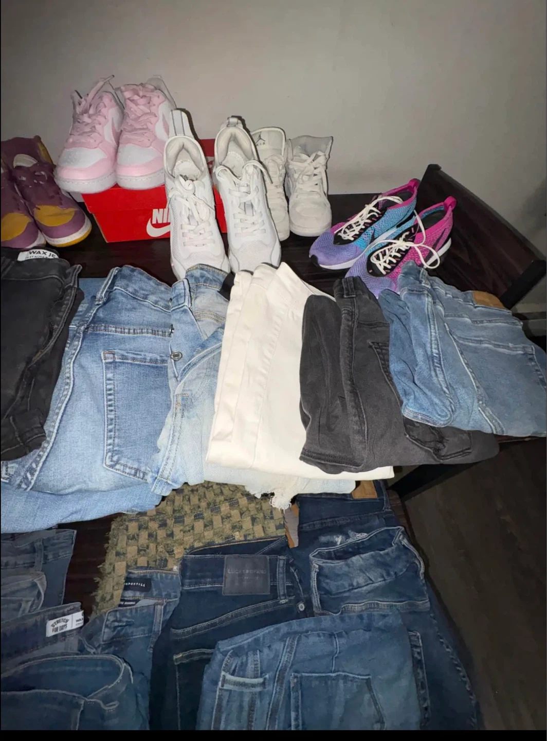 Table of Jeans and Shoes