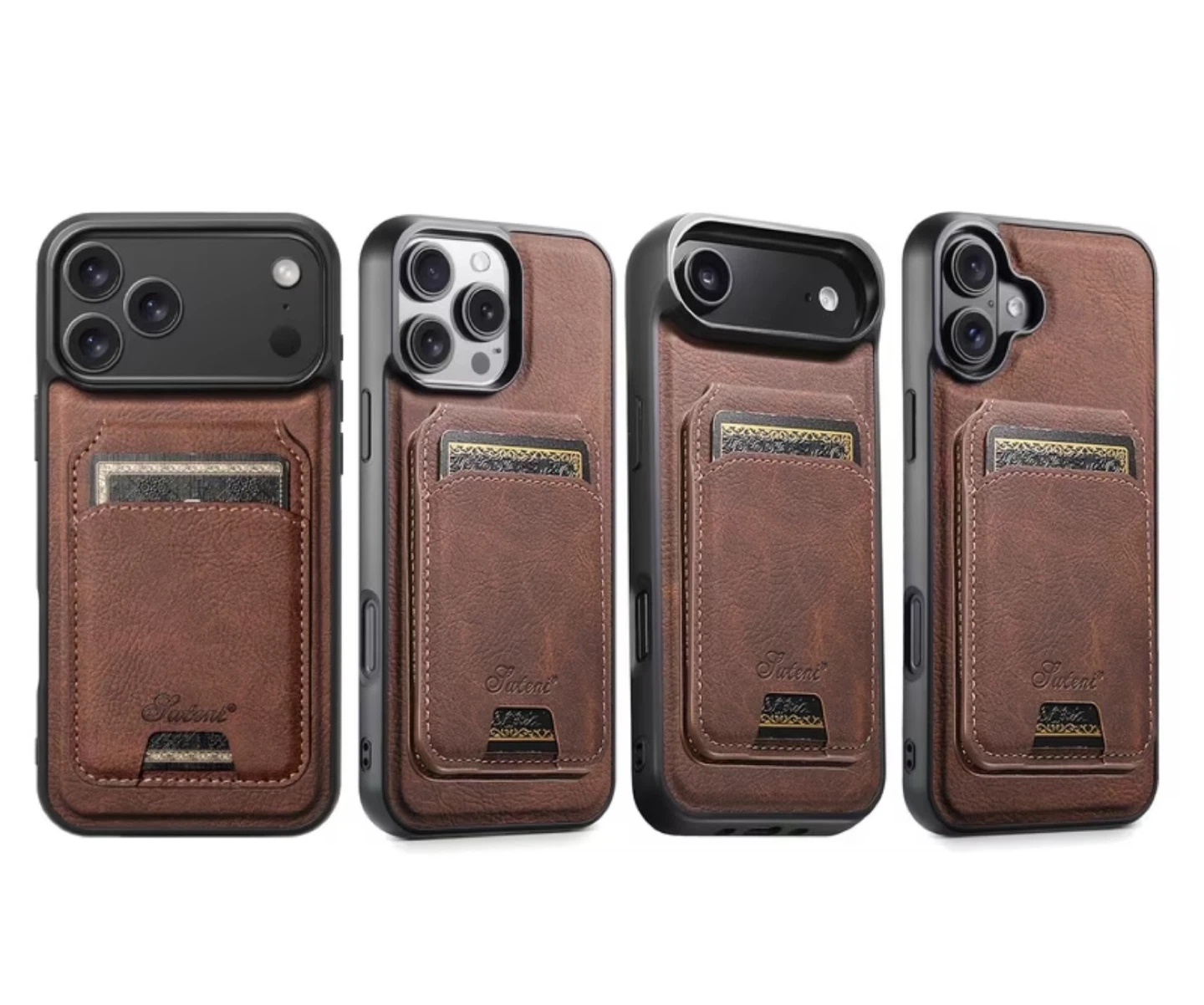 Suteni Faux Brown Leather Wallet Case for iPhone 17 Pro max - photo 4