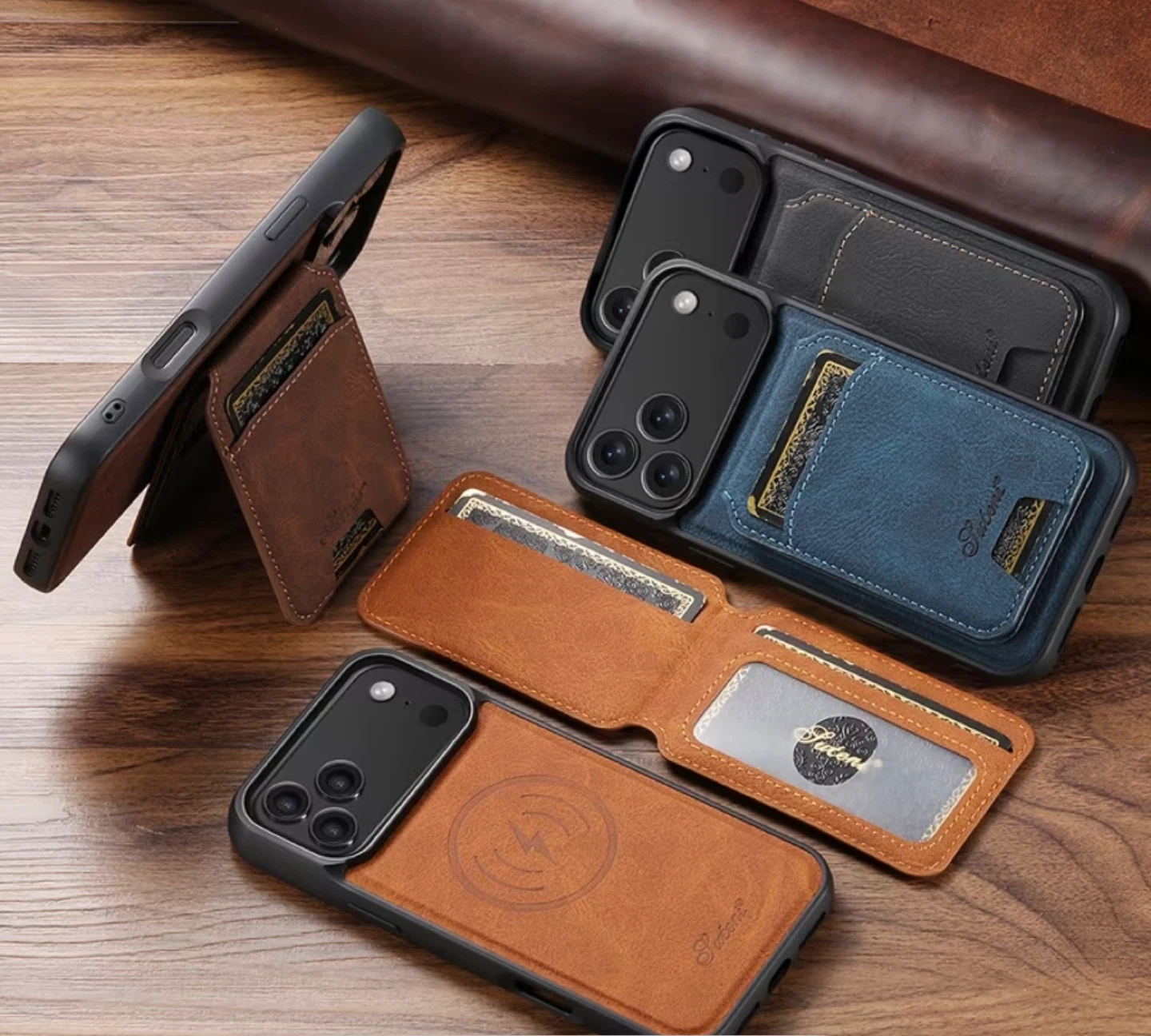 Suteni Faux Brown Leather Wallet Case for iPhone 17 Pro max - photo 5