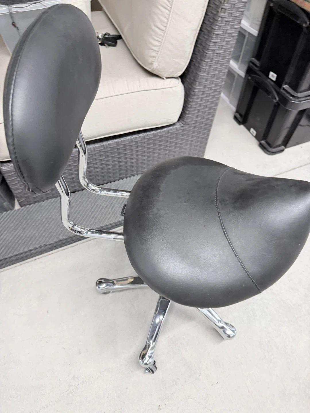 Black Saddle Seat Office Chair with Backrest - photo 4