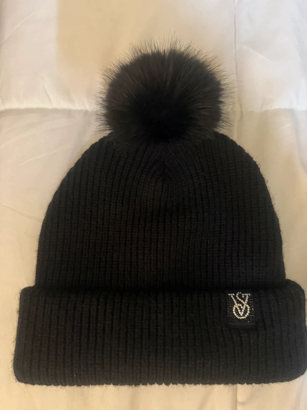 Victoria's Secret Black Pom Pom Beanie