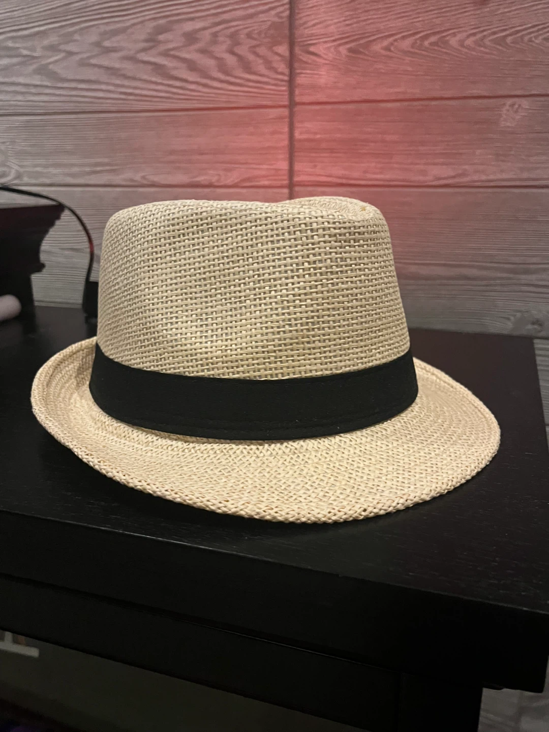 Straw Fedora Hat with Black Band