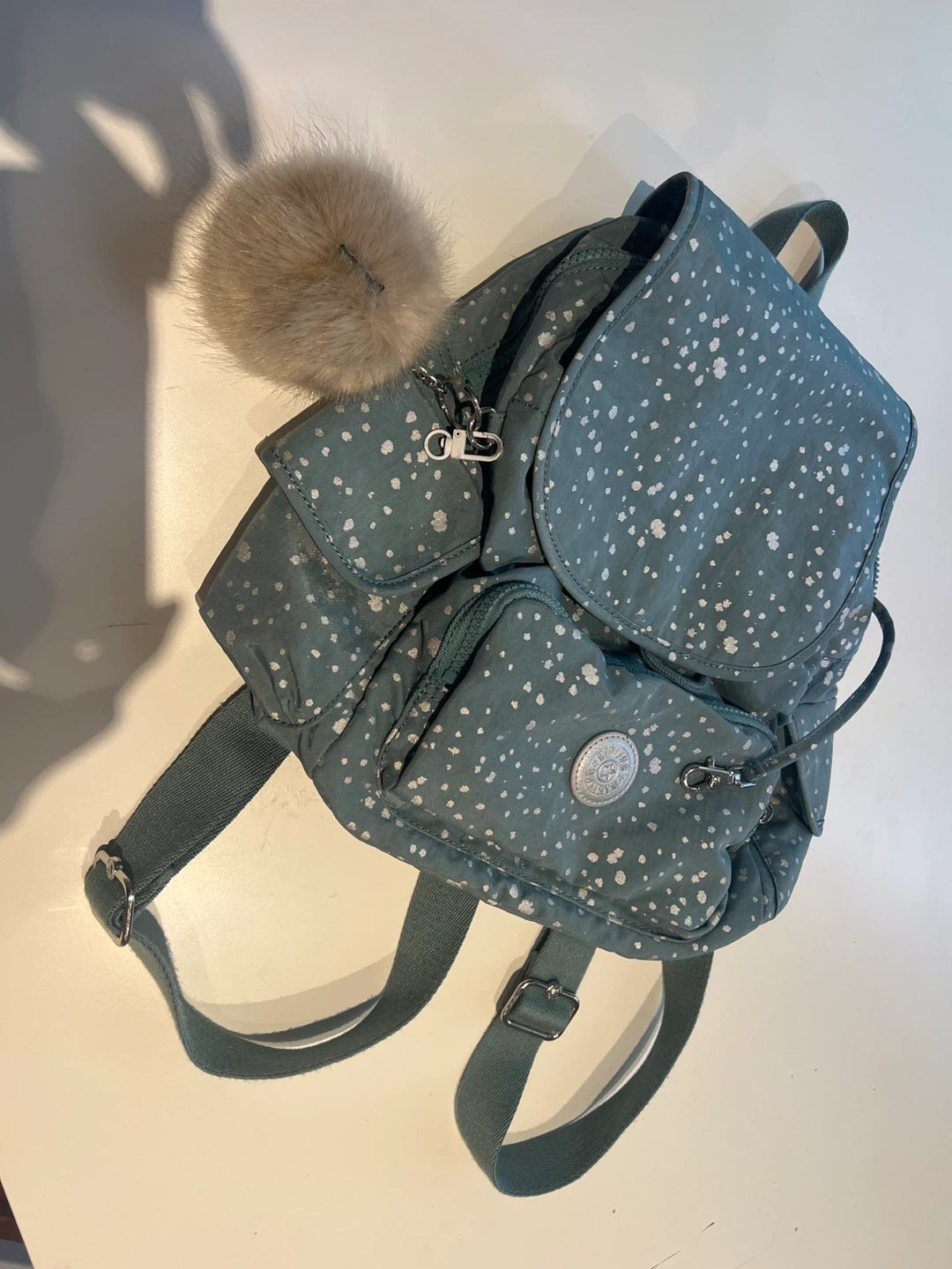Kipling backpack with pom-pom