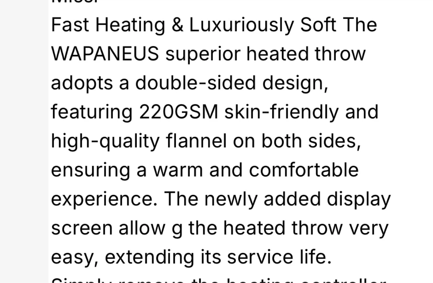 Wopaneous Heated Electric Throw Blanket 50"x60" - photo 3