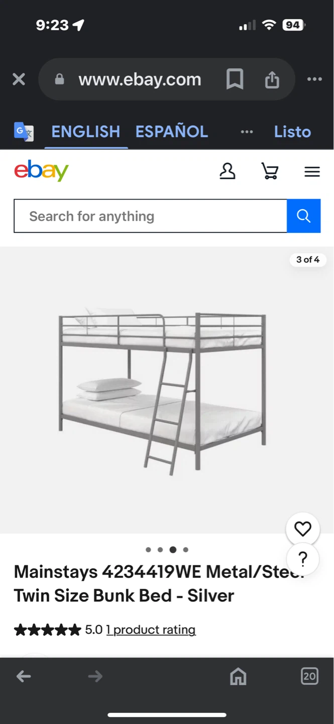 Mainstays Metal Twin Size Bunk Bed - Silver - photo 2