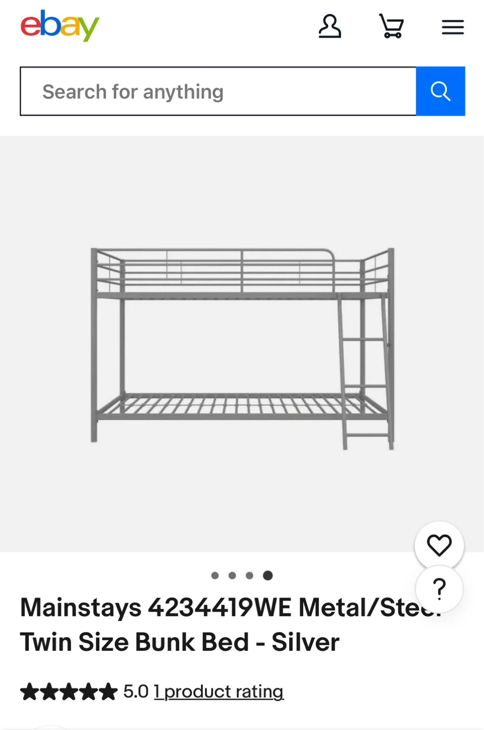 Mainstays Metal Twin Size Bunk Bed - Silver - photo 3