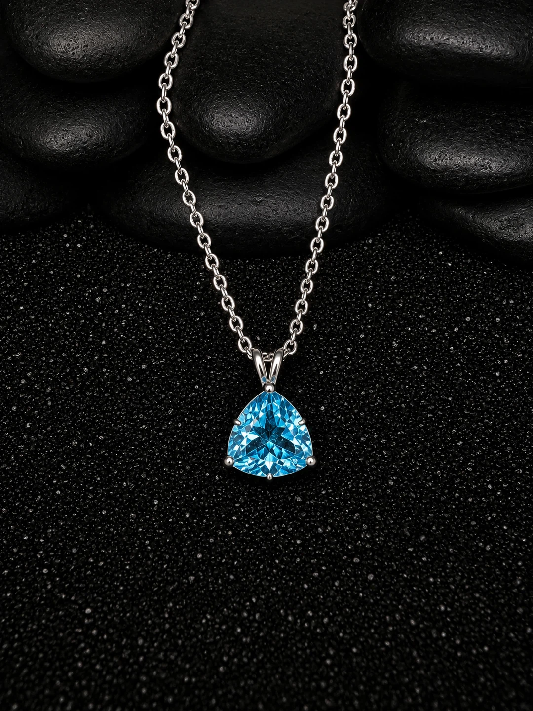 Large Swiss Blue Topaz Pendant.