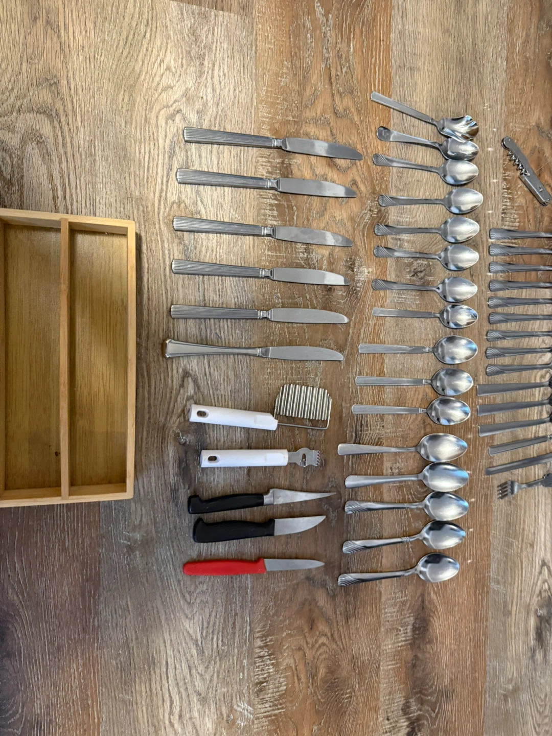 Stainless Steel Cutlery Set with Bamboo Drawer Organizer - photo 3