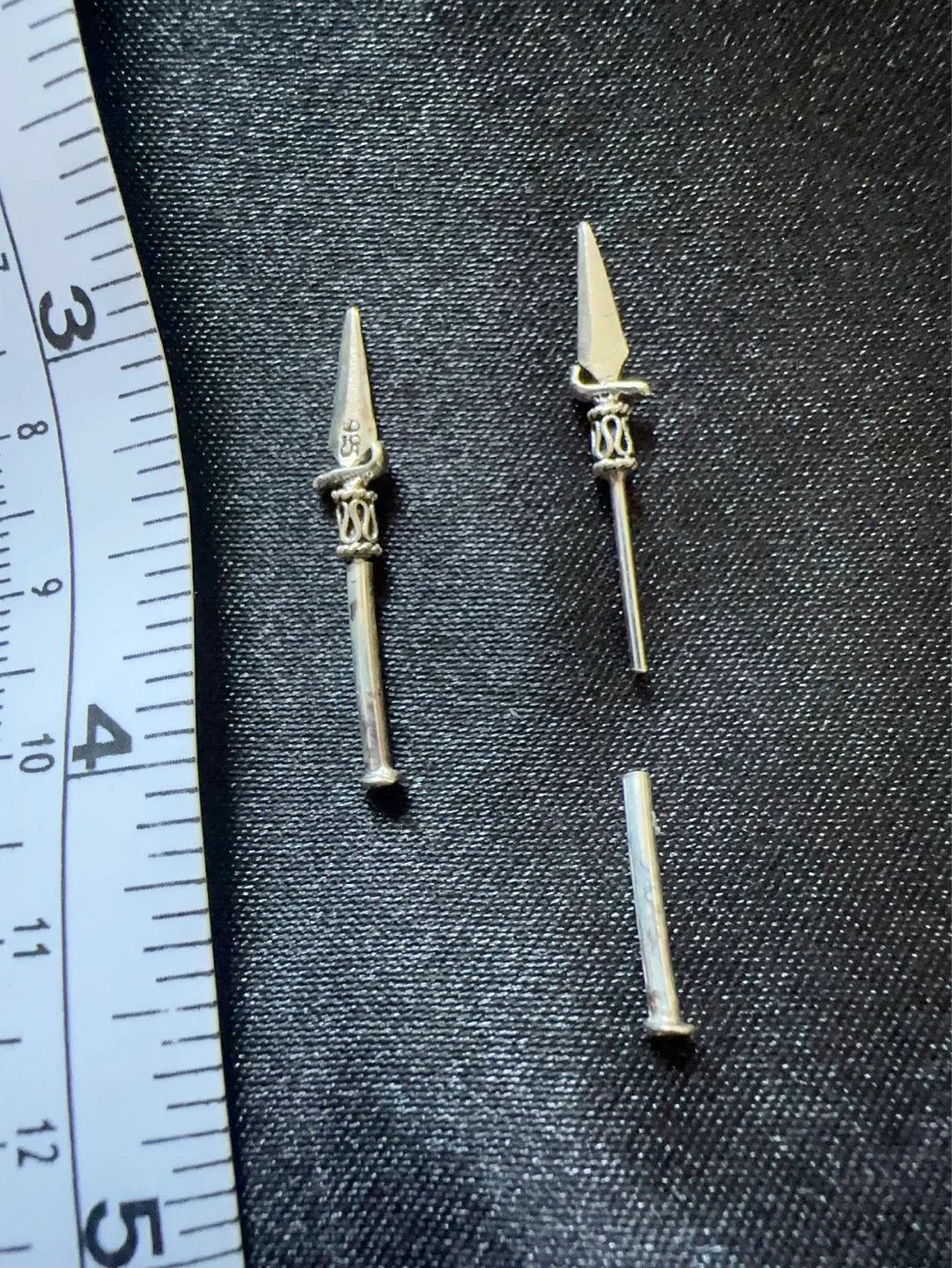 Sterling silver Miniature Axe and Spear Earring Set - photo 5