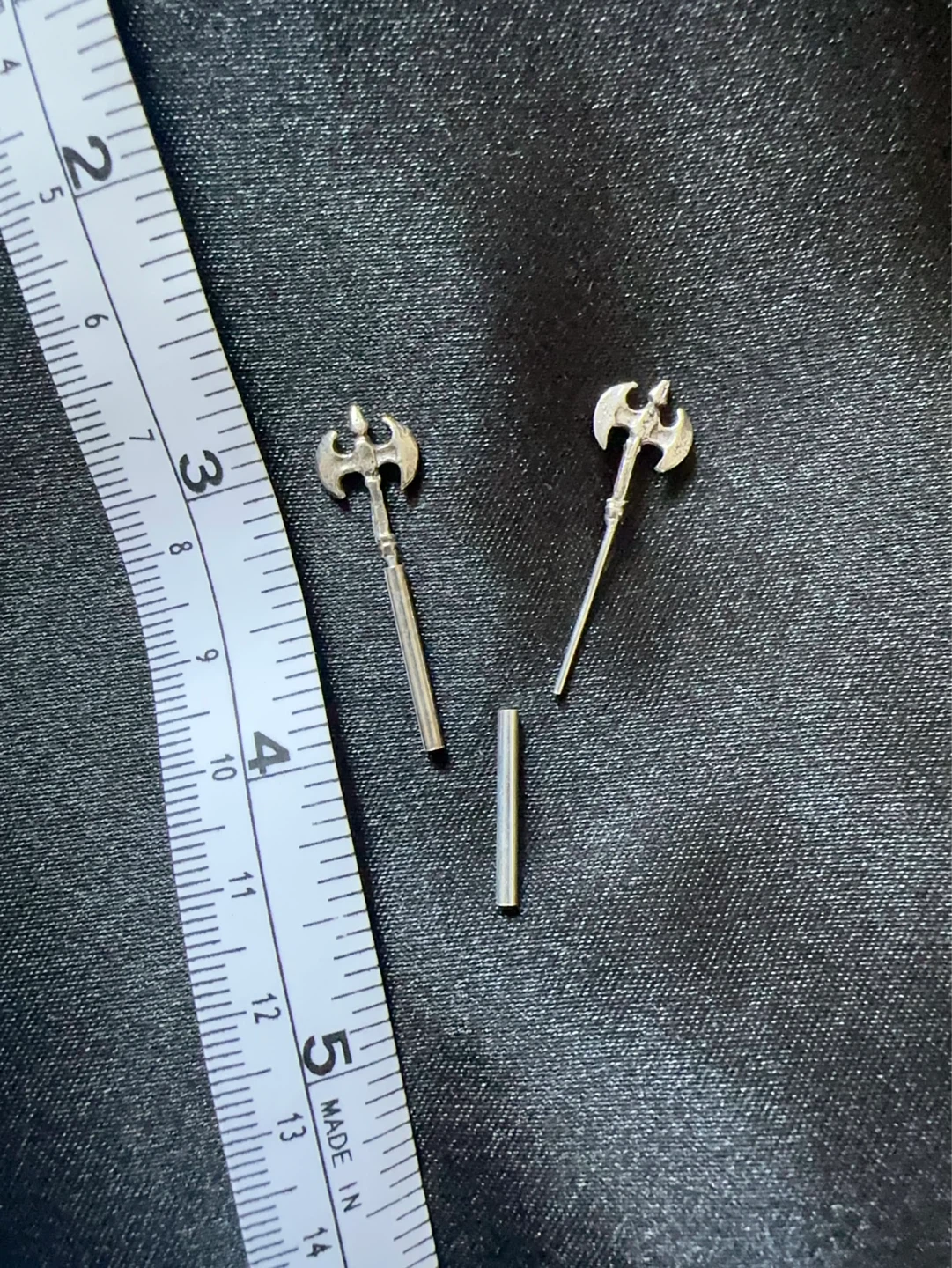 Sterling silver Miniature Axe and Spear Earring Set - photo 4