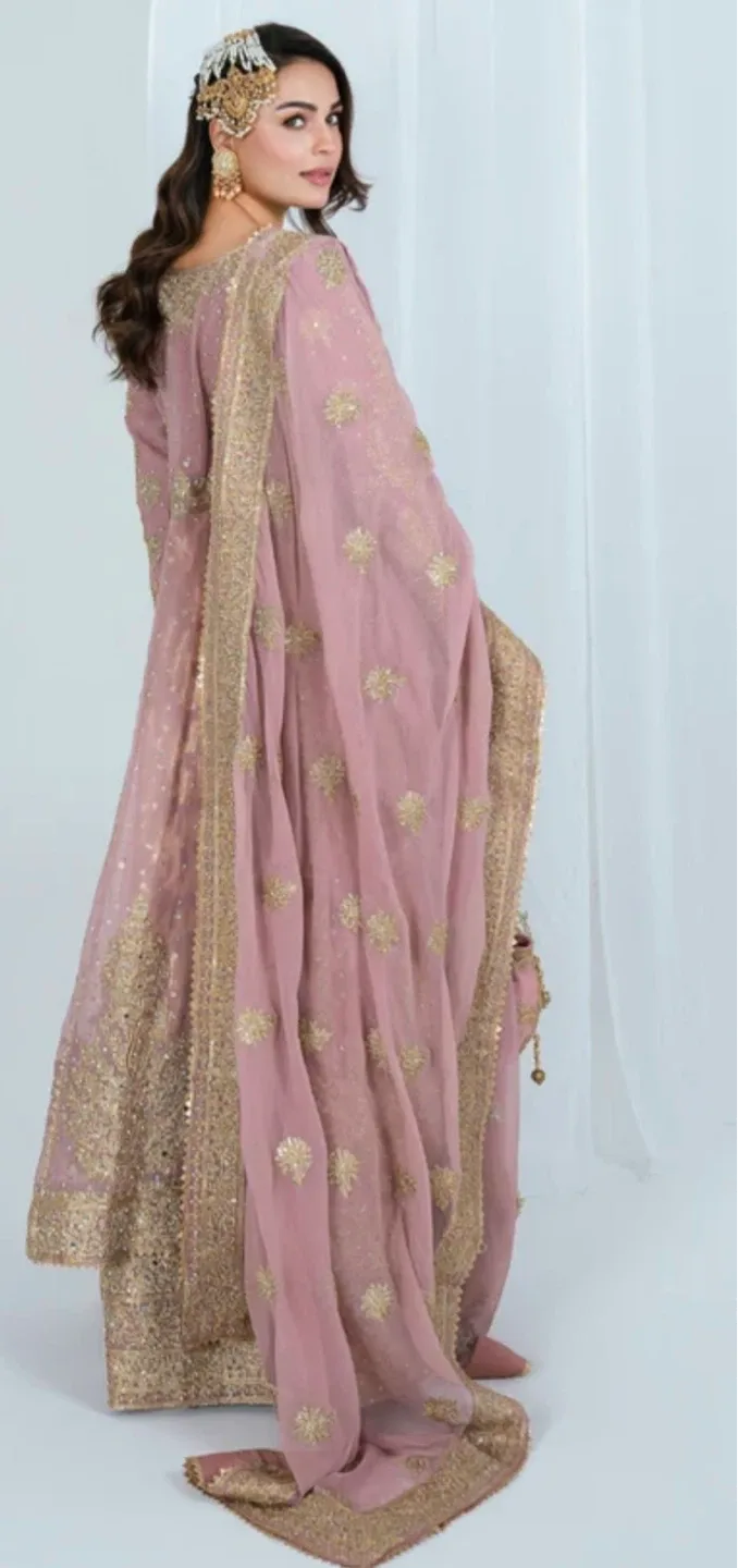Pink Embroidered Anarkali Dress with Dupatta - photo 2