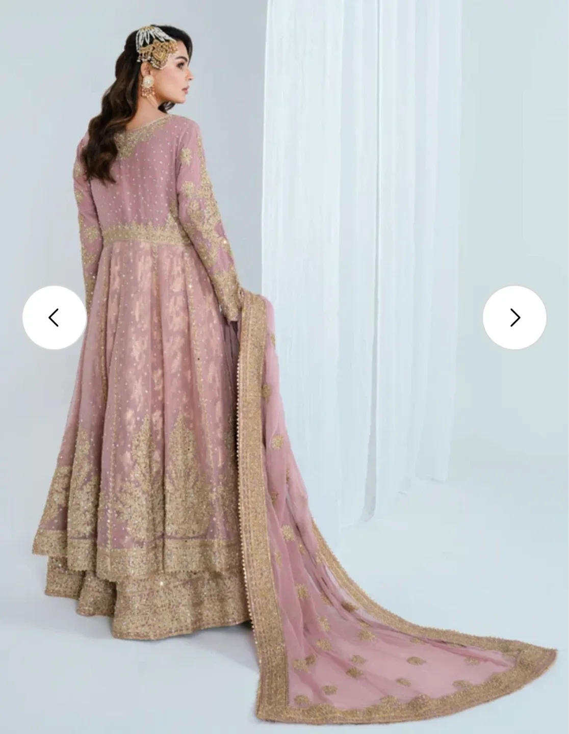Pink Embroidered Anarkali Dress with Dupatta - photo 4