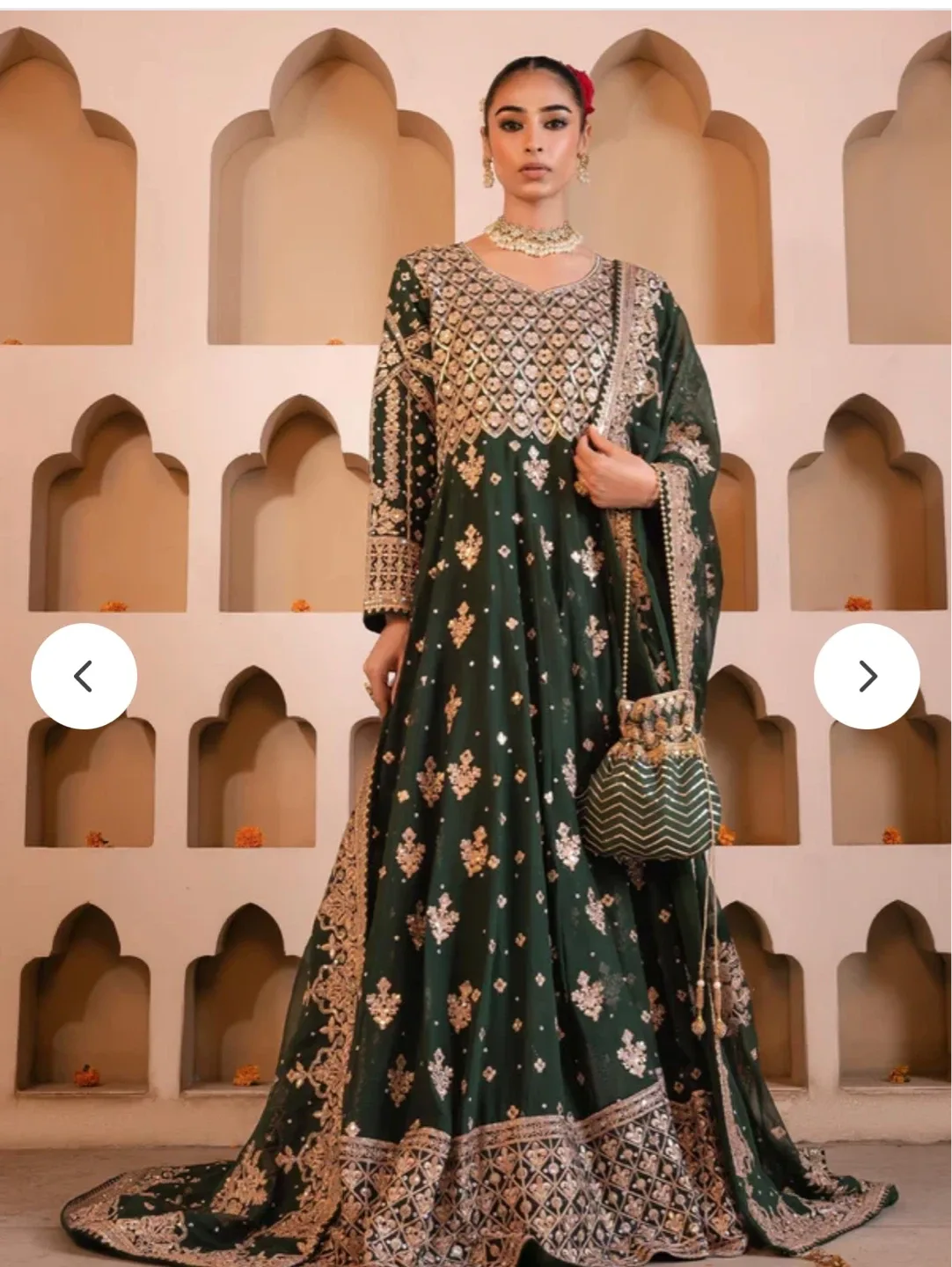 Green Embroidered Anarkali Dress with Dupatta