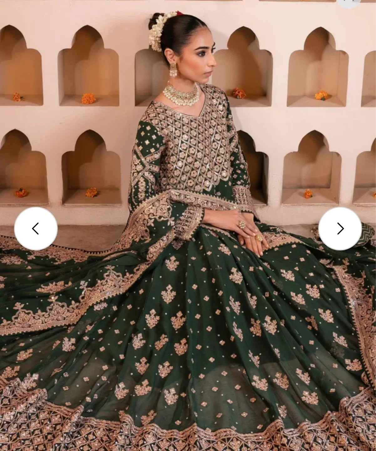 Green Embroidered Anarkali Dress with Dupatta - photo 3