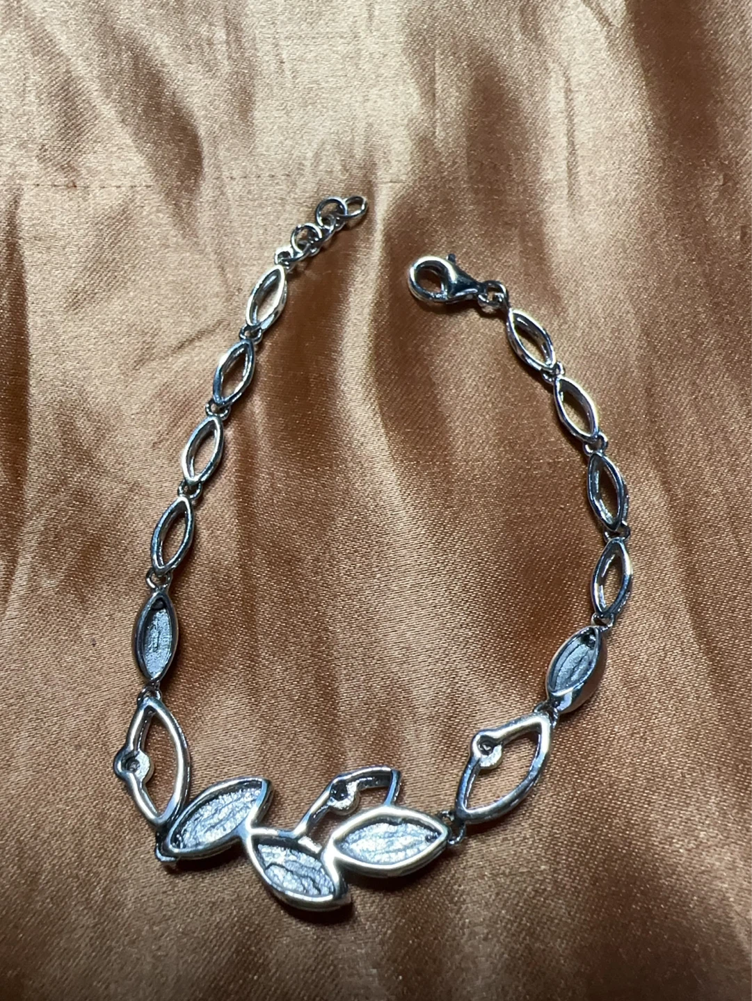 Sterling silver Marquise Cut Pink Stone & CZ Bracelet - photo 2