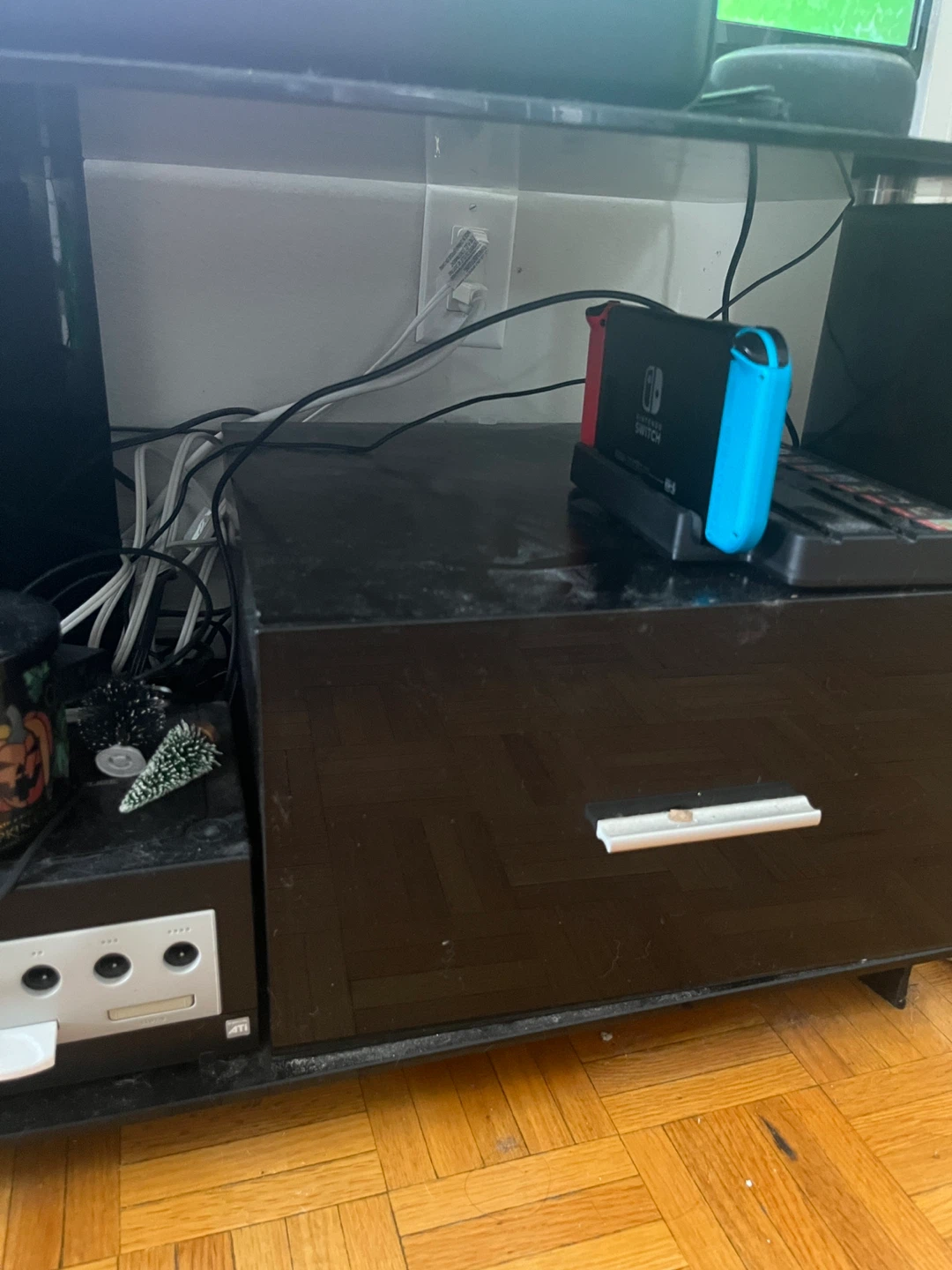 Black TV Stand Entertainment Console with Drawers - photo 2