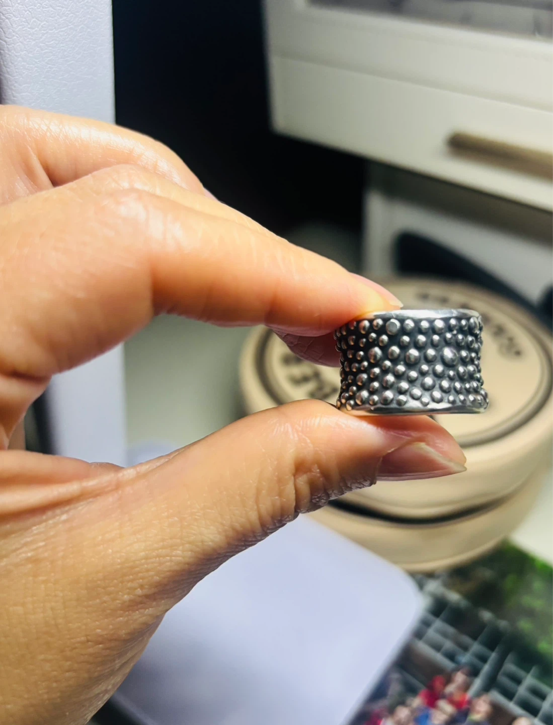 Heavy Sterling Silver dotted band，unique and cool! - photo 2