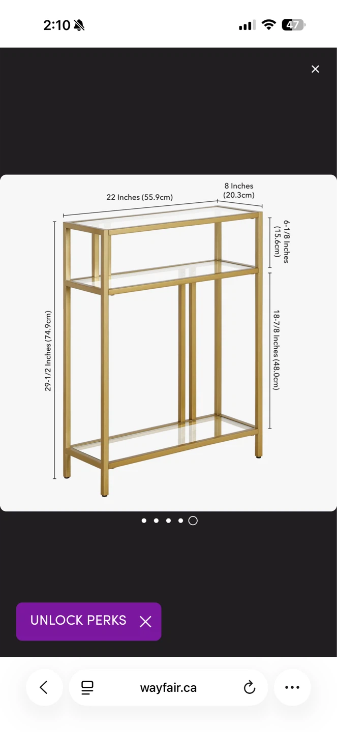 Gold Console Table with Glass Shelves - photo 3