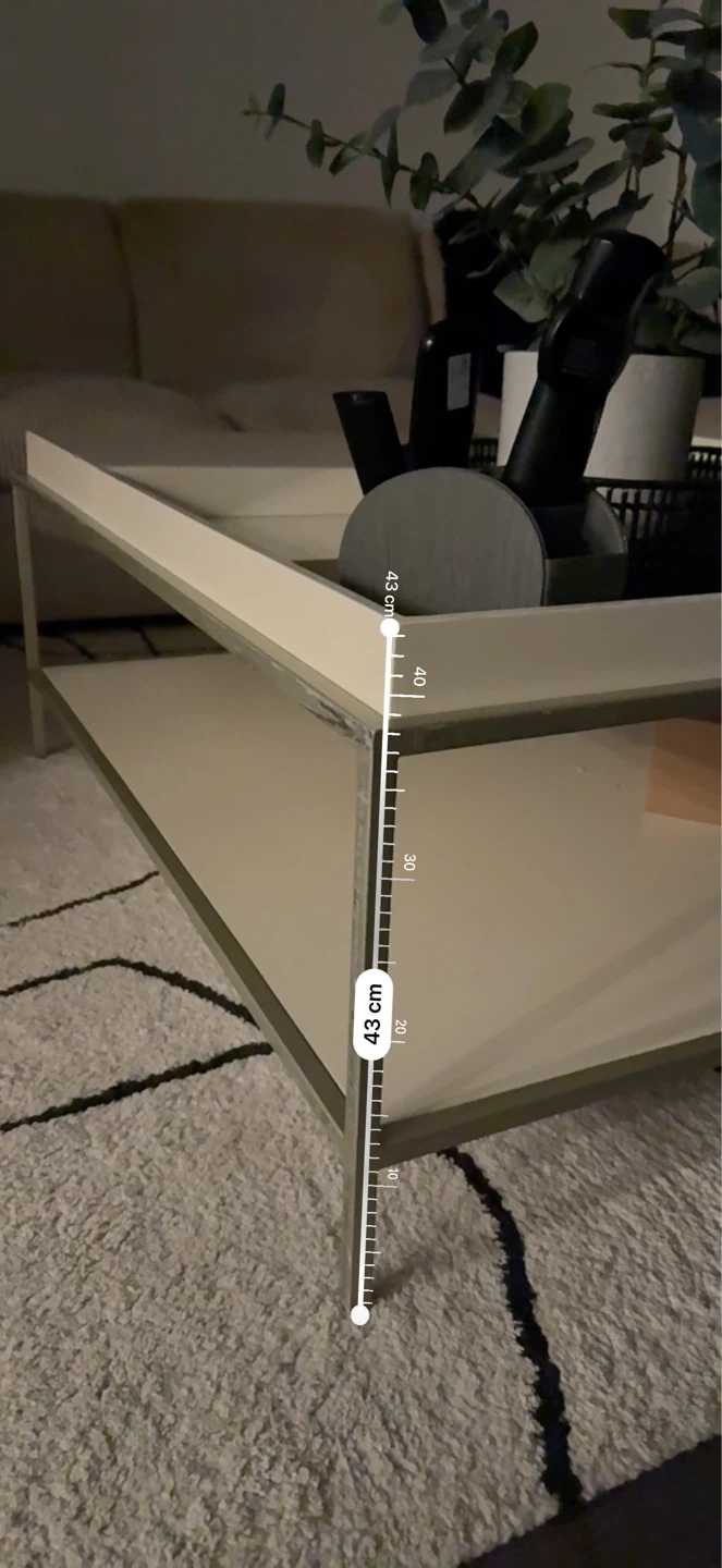 Cream coffee table with storage shelf - photo 3