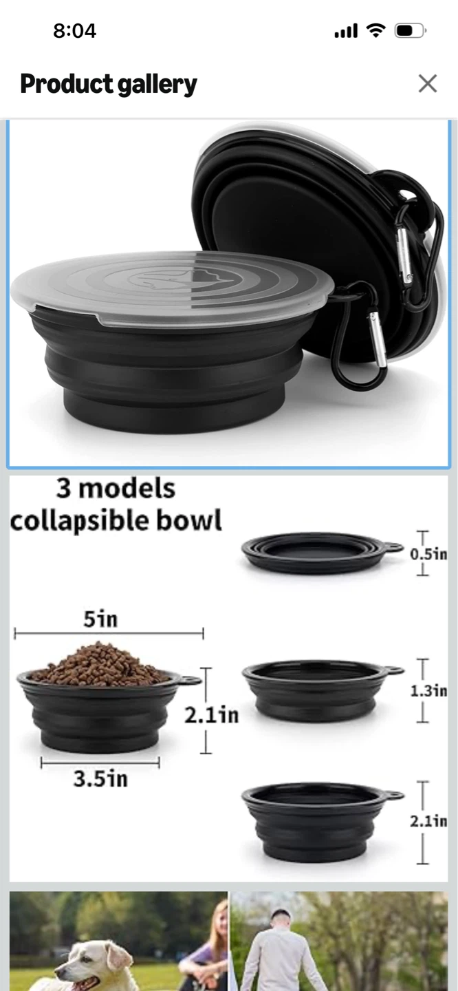 New 2 pack Foldable Collapsible Pet Food and Water Bowl