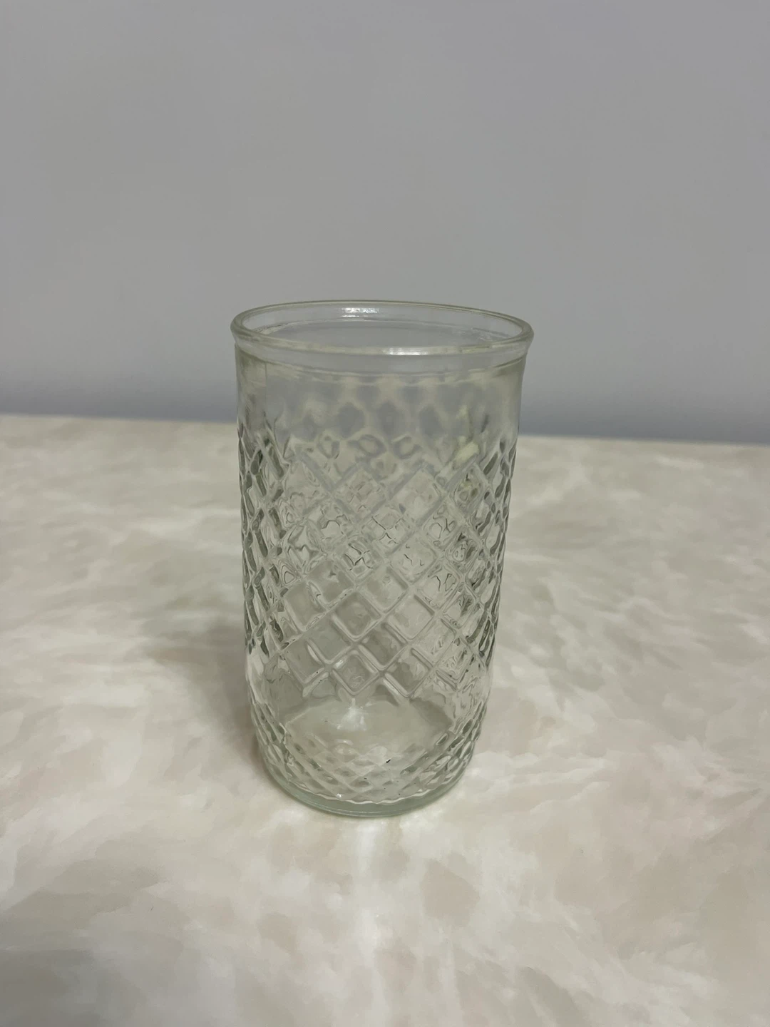 Clear Glass Tumbler with Diamond Pattern