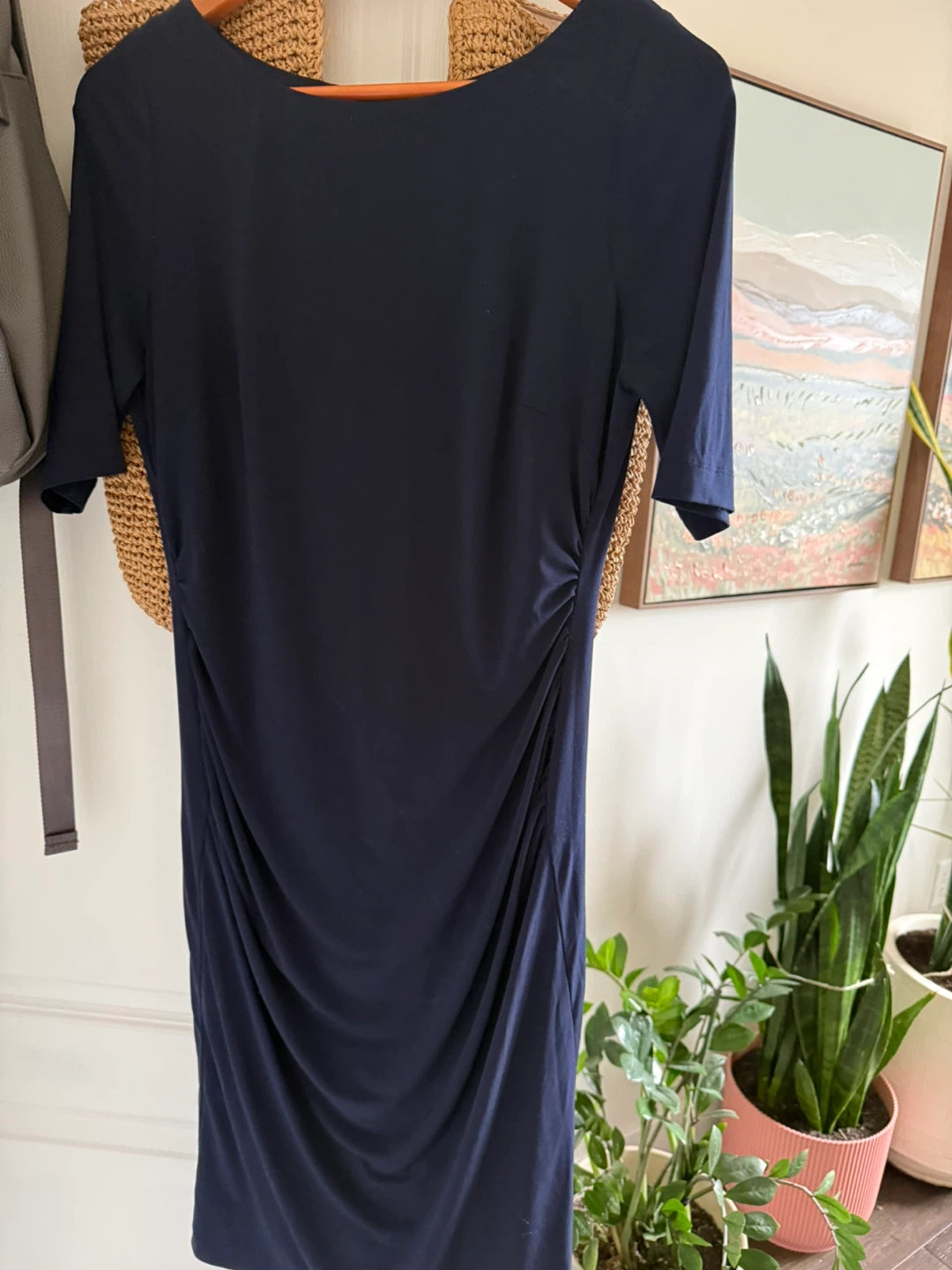 Navy Blue Ruched Dress 👗 size 12