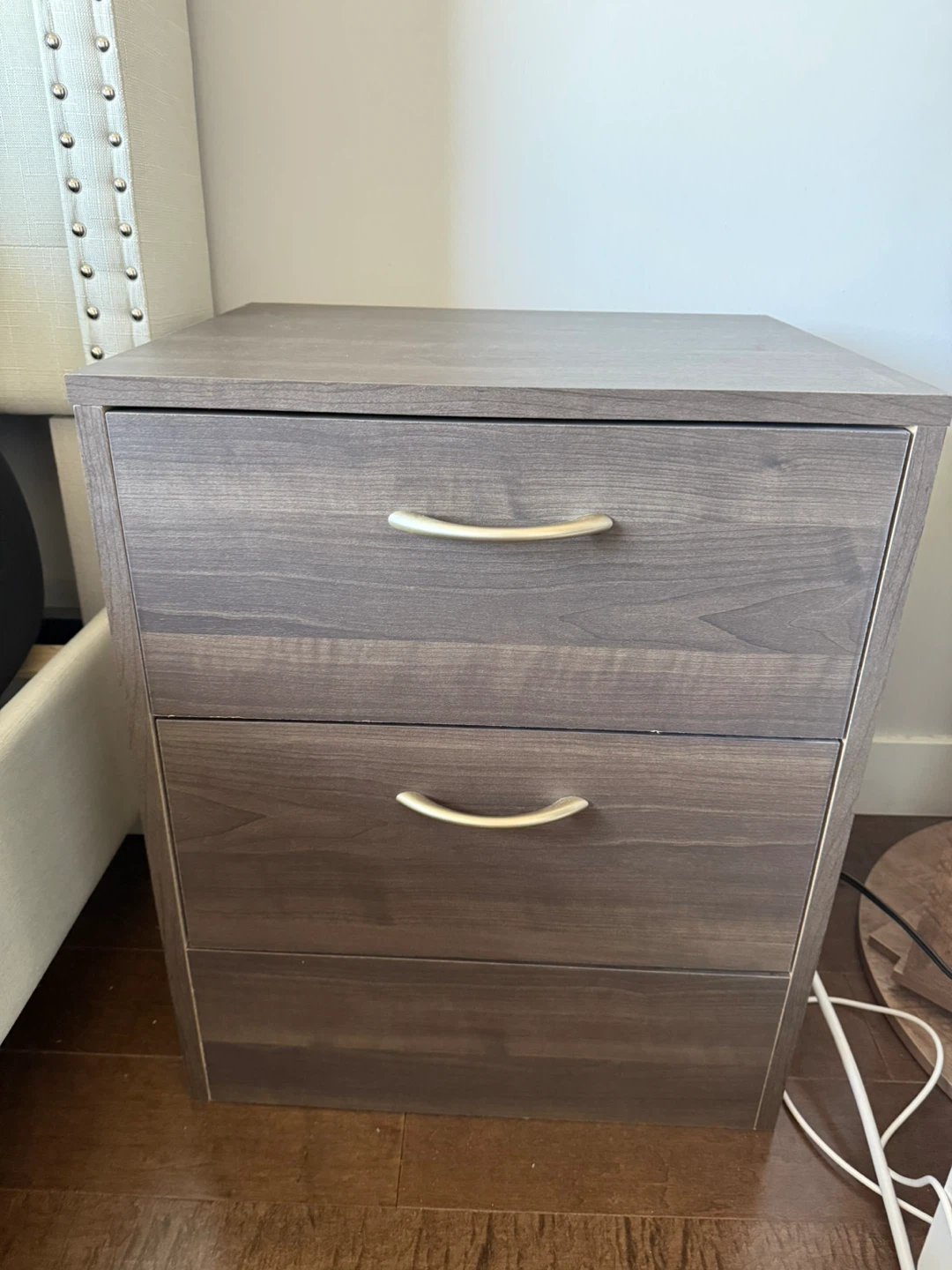 1 set Dark Wood 2 Drawer Nightstand - Brick (2 piece)