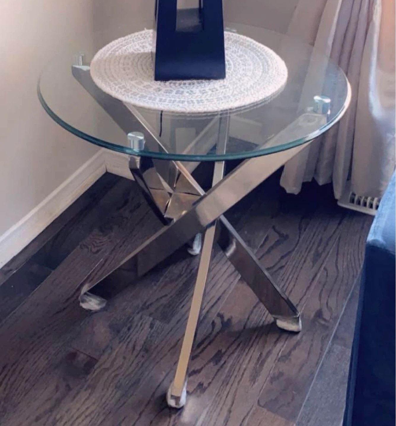 Round Glass and Chrome Side Tables - photo 3