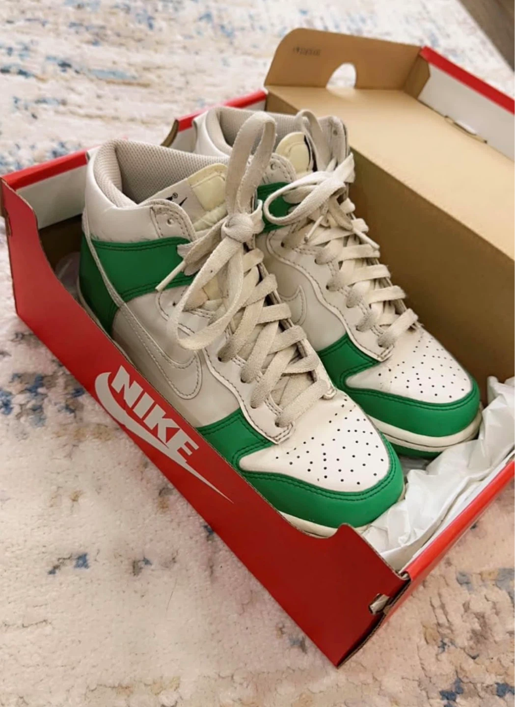 Nike Dunk High White Green Sneakers - photo 2