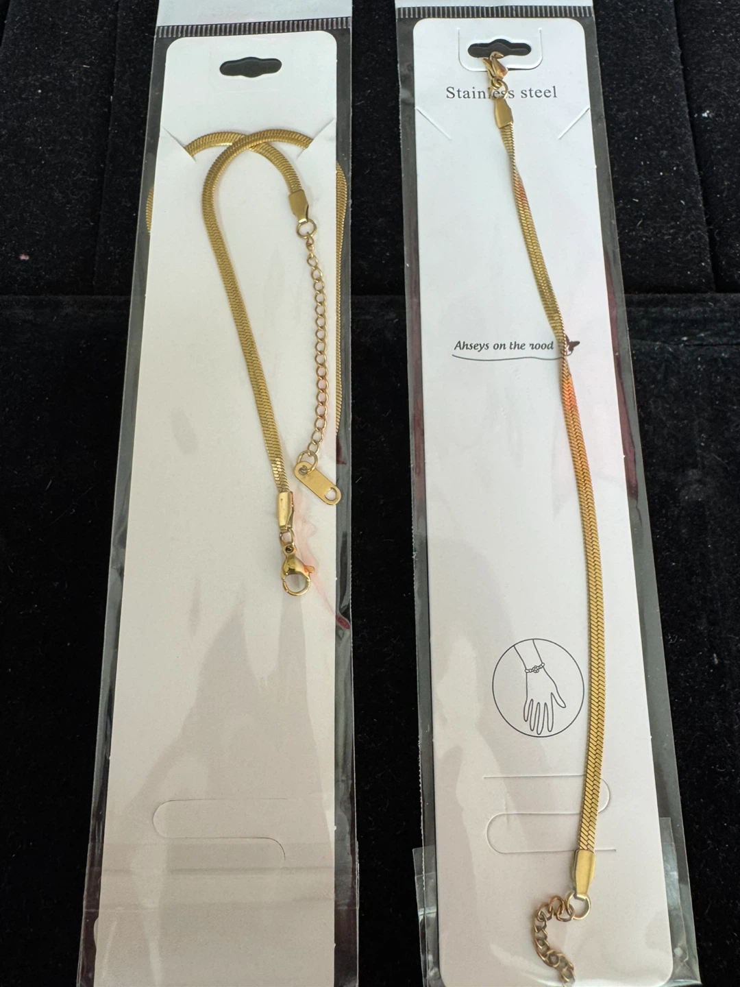 Gold Stainless Steel Snake Chain Necklace and Bracelet Set - photo 3